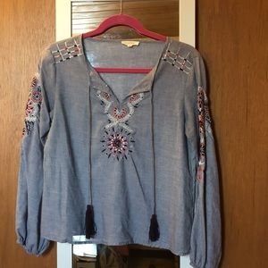 Embroidered Tassel Blouse